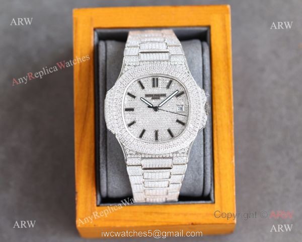 Swiss Grade One Patek Philippe Iced Out Nautilus 9015 Watch Full Diamond 6