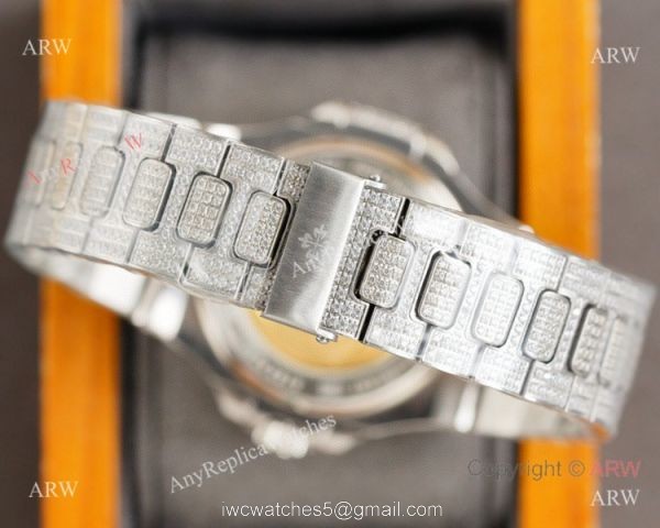AAA Grade Iced Out Patek Philippe Nautilus Swiss 9015 Watch Full Diamond 6