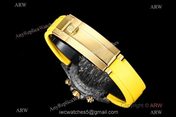 TW Factory Rolex Carbon-Lime Daytona Swiss 7750 Watch Yellow Rubber Strap 6