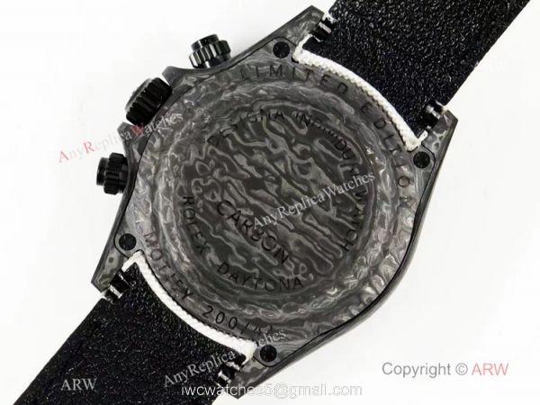 Super Clone Rolex Daytona Diw Carbon Swiss 4130 Noob Factory Panda Dial on White Nylon Strap 6
