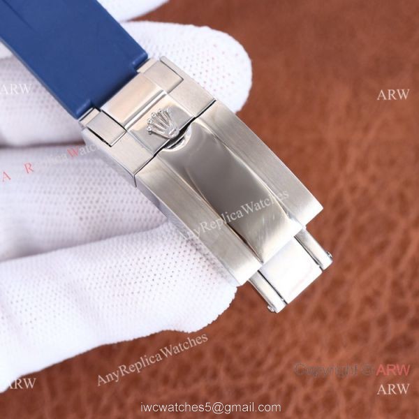 Swiss Quality Rolex Submariner Date Watch Citizen 8215 Blue Oysterflex Rubber Band 6