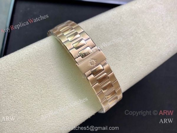 Swiss Copy Patek Philippe Nautilus Cal 324 sc Watch Rose Gold Olive Green Dial 6