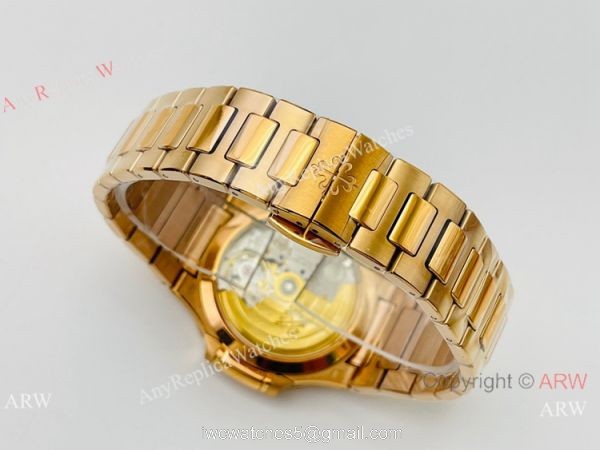 3K Factory 1:1 Replica Patek Philippe Nautilus Rose Gold Ladies Diamond Watch 34mm 6