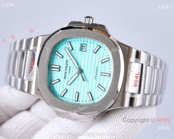 Swiss Quality Patek Philippe Nautilus Citizen 8215 Watch Baby Blue Dial Stainless Steel 6