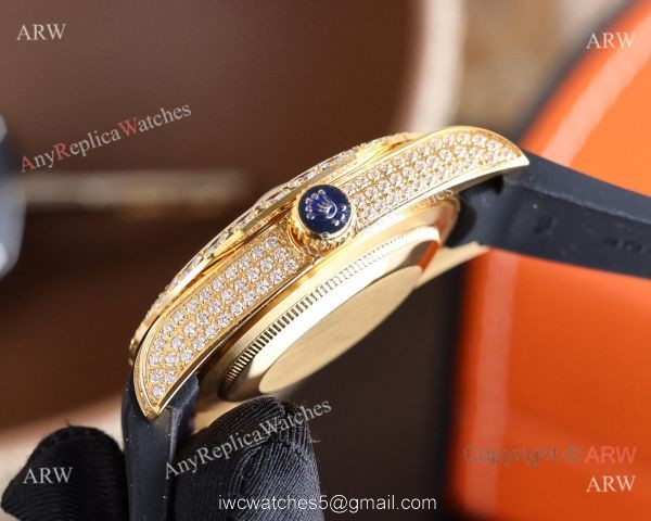 Replica Rolex Day-Date Diamond Gold Bezel Black Face 40 MM Watch 6