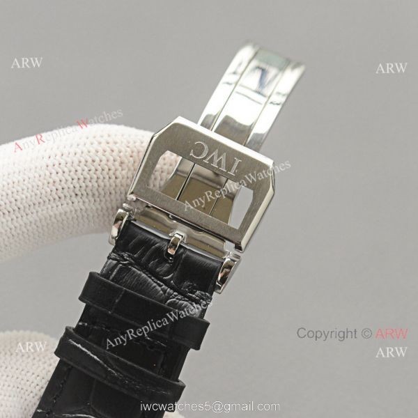Top Replica IWC Portuguese Black Face 42 MM Men Moonphase Watch 6