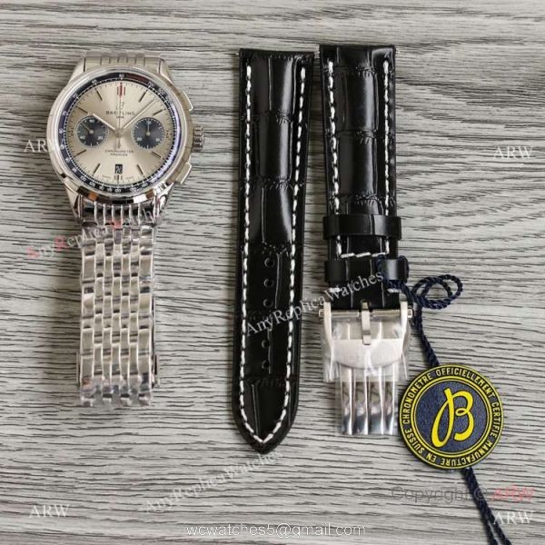 Swiss Breitling Premier BLS A7750 Silver Red Dial Stainless Steel Watch AAA Replica Breitling 6