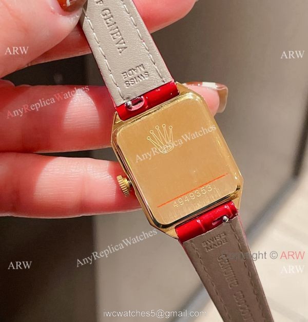 Replica Rolex Cellini White Face Gold Case Leather Strap 24MM Watch 6