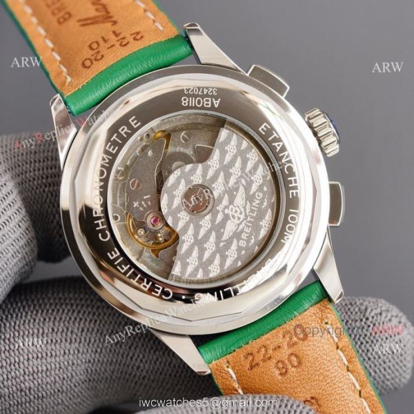 Copy Breitling Premier B01 Green Dial Leather Strap 42MM Men Watch 6