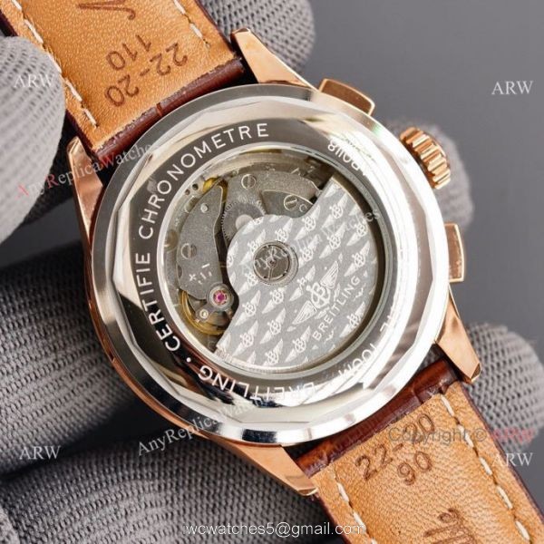 Copy Breitling Premier B01 Rose Gold Case Brown Leather Strap 42MM Men Watch 6