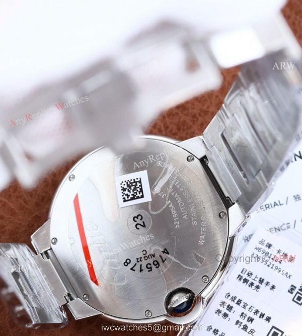 Copy Balloon Blue Cartier Silver Face 42mm Stainless Steel Strap Watch 6