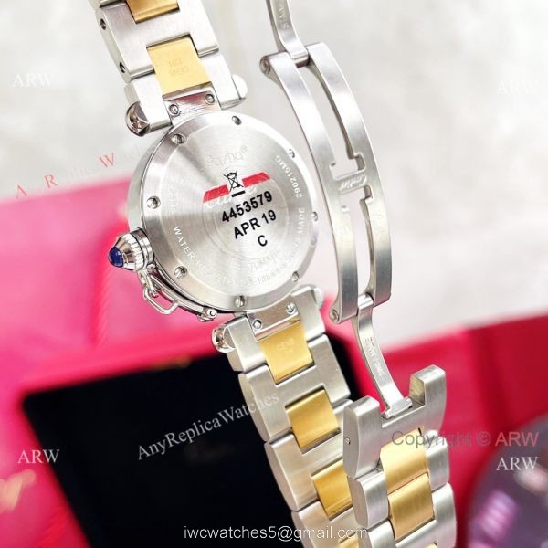 Replica Cartier Pasha Deep Green Dial 2-Tone Gold Watch With Arabic Markers 6