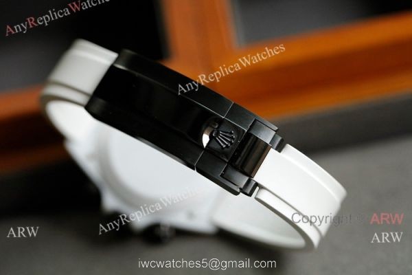 New! Swiss Replica Rolex Daytona AET Modified White Ceramic Black Crown watch A7750 Movement 6