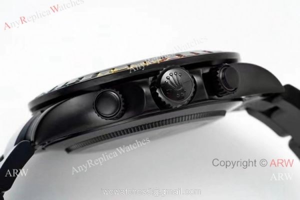 NEW! Noob Factory 4130 Rolex Daytona Blaken &8216;Black Venom Rainbow Bezel Watch 40mm 6