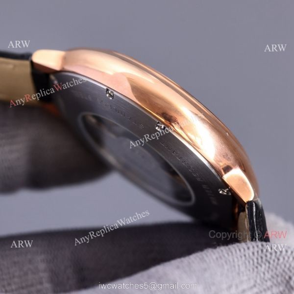 Copy Balloon Blue Cartier Gradient Face Gold Case 42MM Watch Leather Strap 6