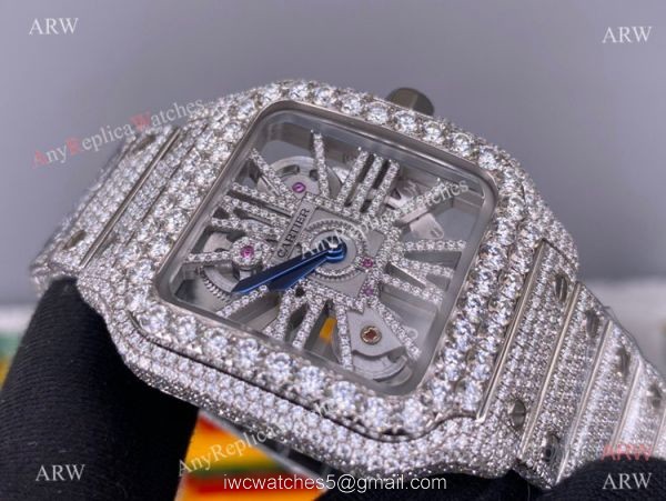 TW Factory Santos de Cartier Skeleton Watch Iced Out Cartier Automatic 6