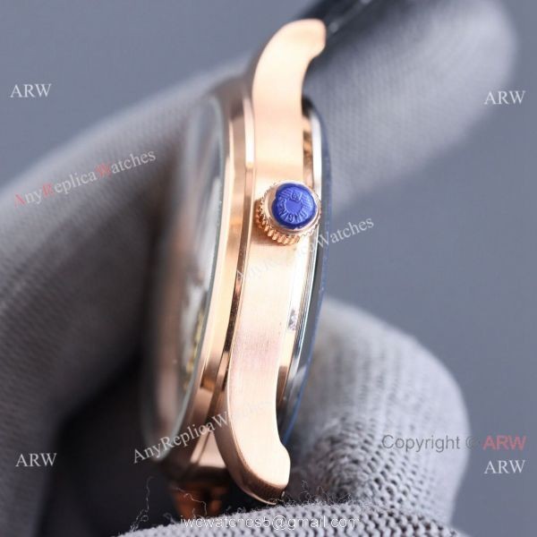 Copy Longines Master Tourbillon Rose Gold Case Black Face Leather 42MM Watch 6
