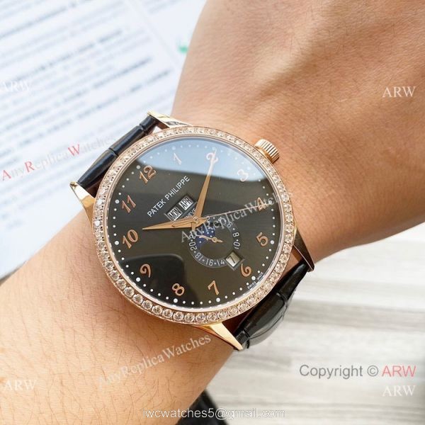 Clone Patek Philippe Calatrava Annual calendar Watch Rose Gold Case 42mm 6