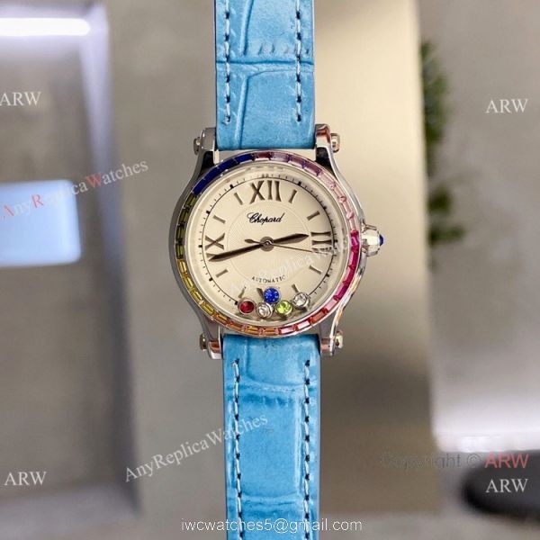 Chopard Happy Sport 30 Watch Rainbow bezel 2-Tone Rose Gold 6