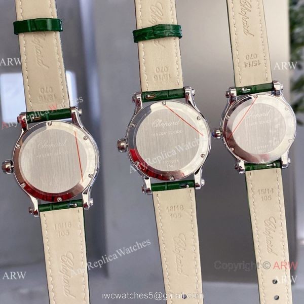 Copy Chopard Happy Sport Quartz Watch Rose Gold Olive Green Face 6