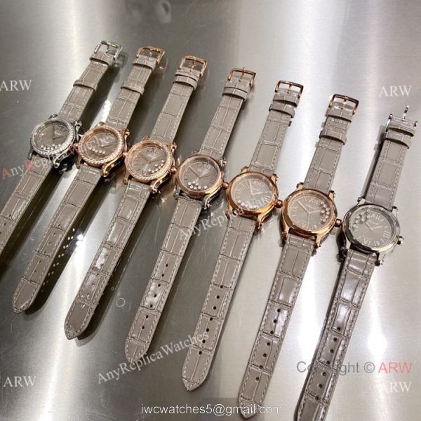 Knockoff Chopard Happy Sport Watch Rhodium Grey Rose Gold quartz 6