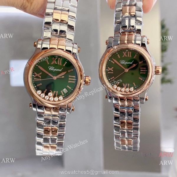 Copy Chopard Happy Sport Coral red 2-Tone Rose Gold Watches 6