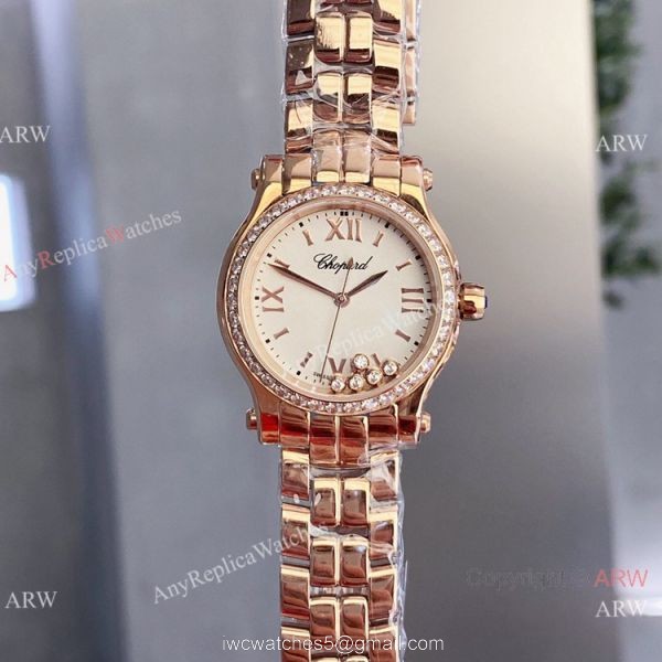 Copy Chopard Happy Sport 30mm quartz Watch Pink Rose Gold Case 6