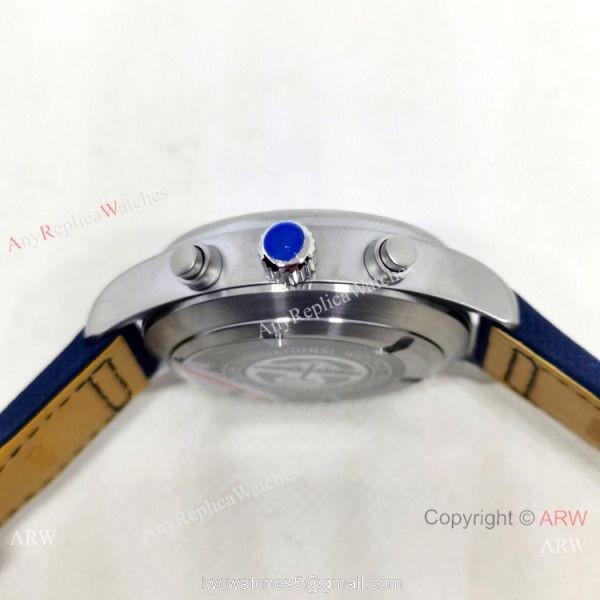 New Copy IWC Pilots Automatic Watch Orange Hand Blue Leather Strap 6