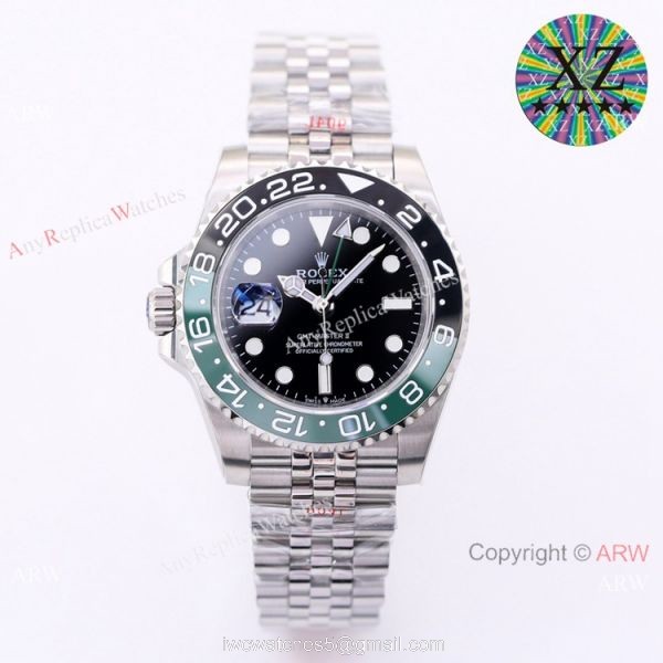 Left-Hand Rolex Watch GMT Master II &8216;Sprite with Green and Black Bezel Watch Super Clone 3186 Movement 6