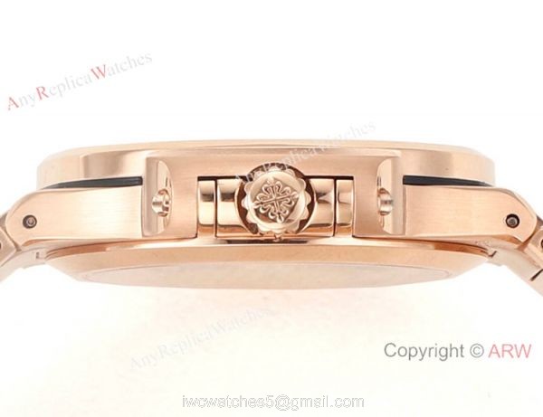 Swiss Cal.324 SC Patek Philippe Lady-Nautilus Copy Watches Rose Gold Dial 6
