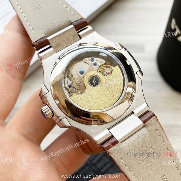 Clone Patek Philippe Annual Calendar Nautilus Watch Gray Dial Diamond Bezel 6