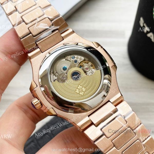 Clone Patek Philippe Nautilus Annual Calendar 42 Watches Rose Gold Diamond Bezel 6