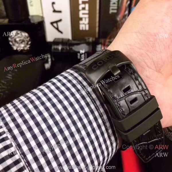 Replica Corum Skeleton Bubble Squelette Watch Black Case Silver Dial 6