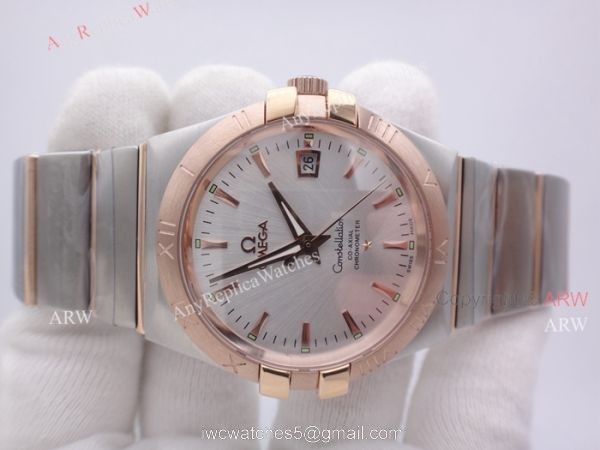 Replica Omega Constellation Automatic Men Watch 2 Tone Rose Gold Band W White Dial 6