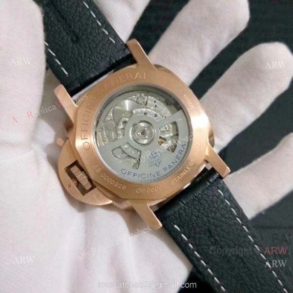 New Replica Panerai Luminor GMT power reserve Watch Rose Gold Green Markers 6