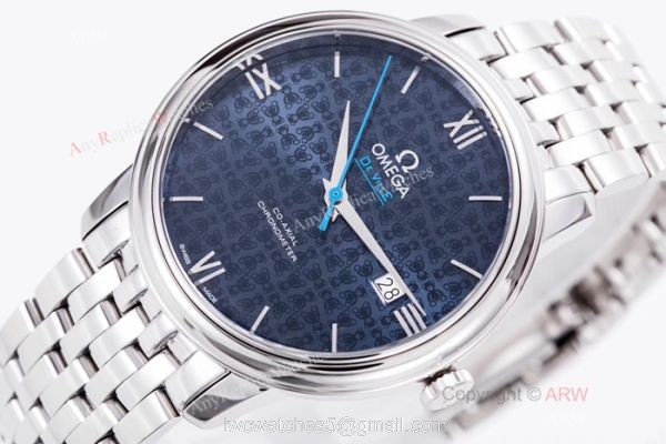 2019 Copy Omega De Ville Prestige Orbis Stainless Steel Blue Dial Swiss 2892 Watch 6