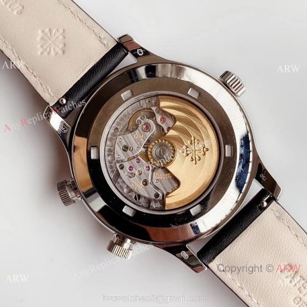 (GR ) Swiss Patek Philippe Calatrava Pilot Travel Time 5524 Replica Watch SS Black Dial 6