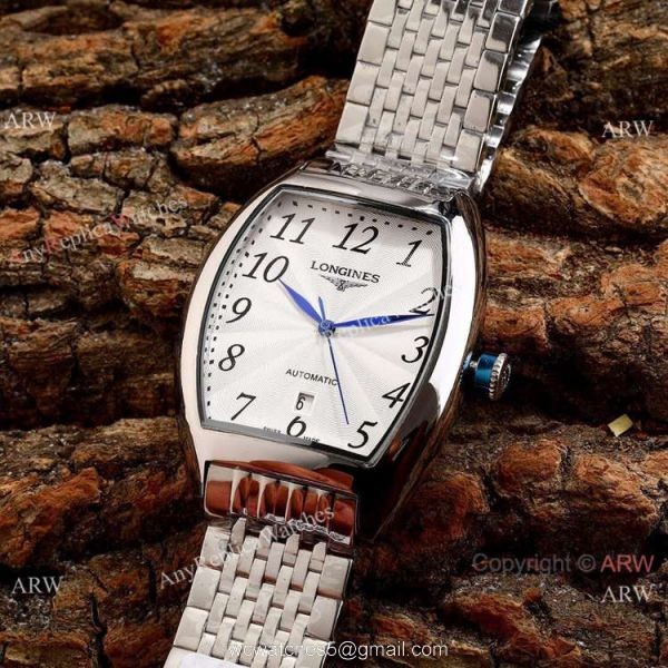 Copy Longines Evidenza Men Watches Black Dial Black Leather Strap 6