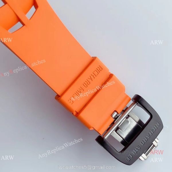 KV Factory V2 Upgraded Knockoff Richard Mille RM011 Orange Rubber Band Carbon Watch 6