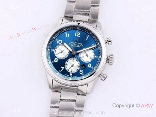 2021 New! Swiss Copy Breitling Premier B01 7750 Chronograph Watch Blue Dial Stainless Steel 6