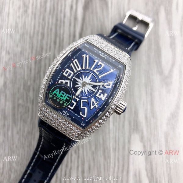 New Copy Franck Muller Vanguard Lady V32 Iced Out Blue Watch Swiss Quartz 6