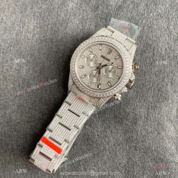 Replica Watch JVS Factory Iced out Daytona Rolex Watch 904L Stainless Steel 7750 Movement 6