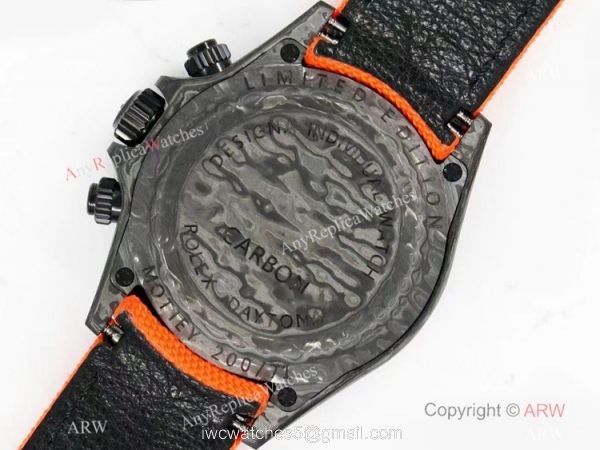 Super Clone Rolex Diw Daytona Noob Factory Forged Carbon Orange Nylon Strap Swiss 4130 6