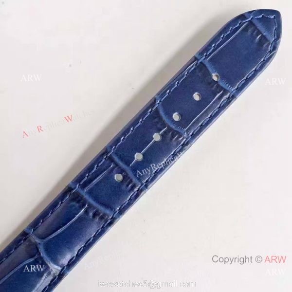 Swiss Copy Rolex SS Day Date Oyster Watch Blue Dial Blue Leather Replica 7