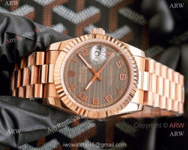 Swiss Copy Rolex DateJust ETA2836 Watch 36mm Rose Gold Gray Dial 7