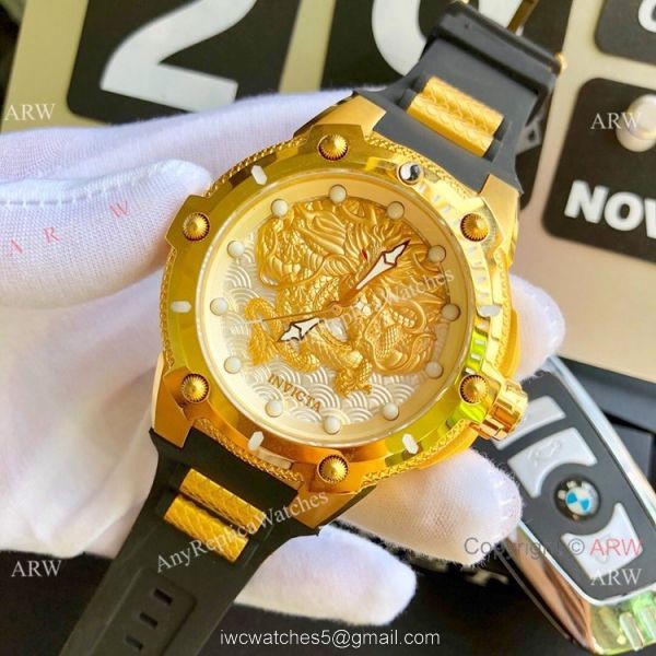 Best Replica Invicta Dragon Stainless Steel Rubber Strap Watch 7