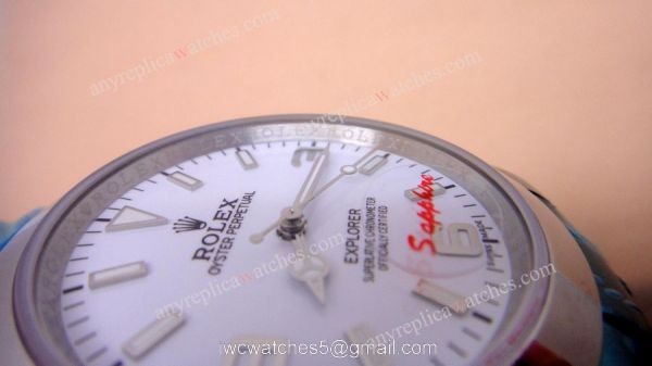 Replica Rolex Explorer White Dial Stainless Steel Mens Watch 7