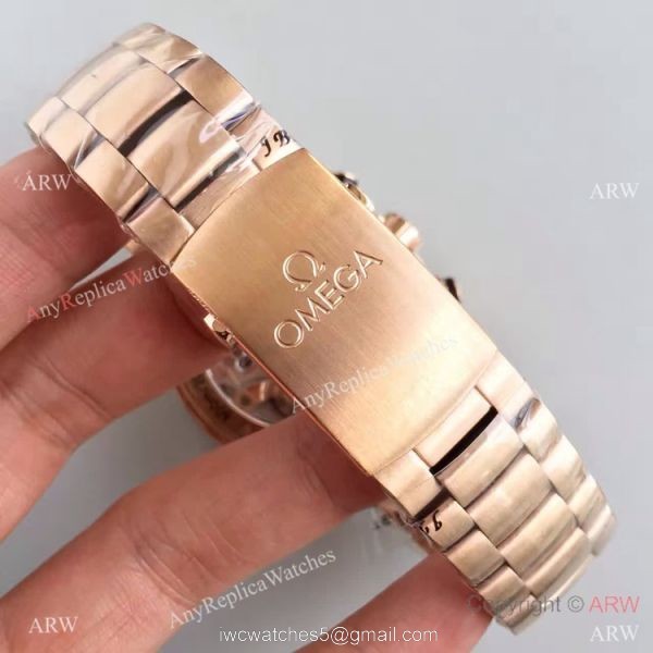 (OM)New Copy Swiss Omega Seamaster 9901 Watch Rose Gold Black Face 7