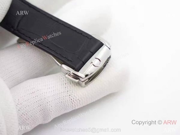 Swiss Omega De Ville Fake SS Black Leather Watch 8500 Movement 7