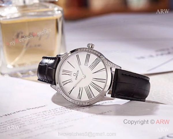 2018 Replica Omega De Ville Tresor White MOP Dial Watch Womens Size 7